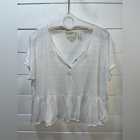 CYNTHIA ROWLEY – 100% Linen Ruffle Hem Top (XL) - Picture 1 of 8